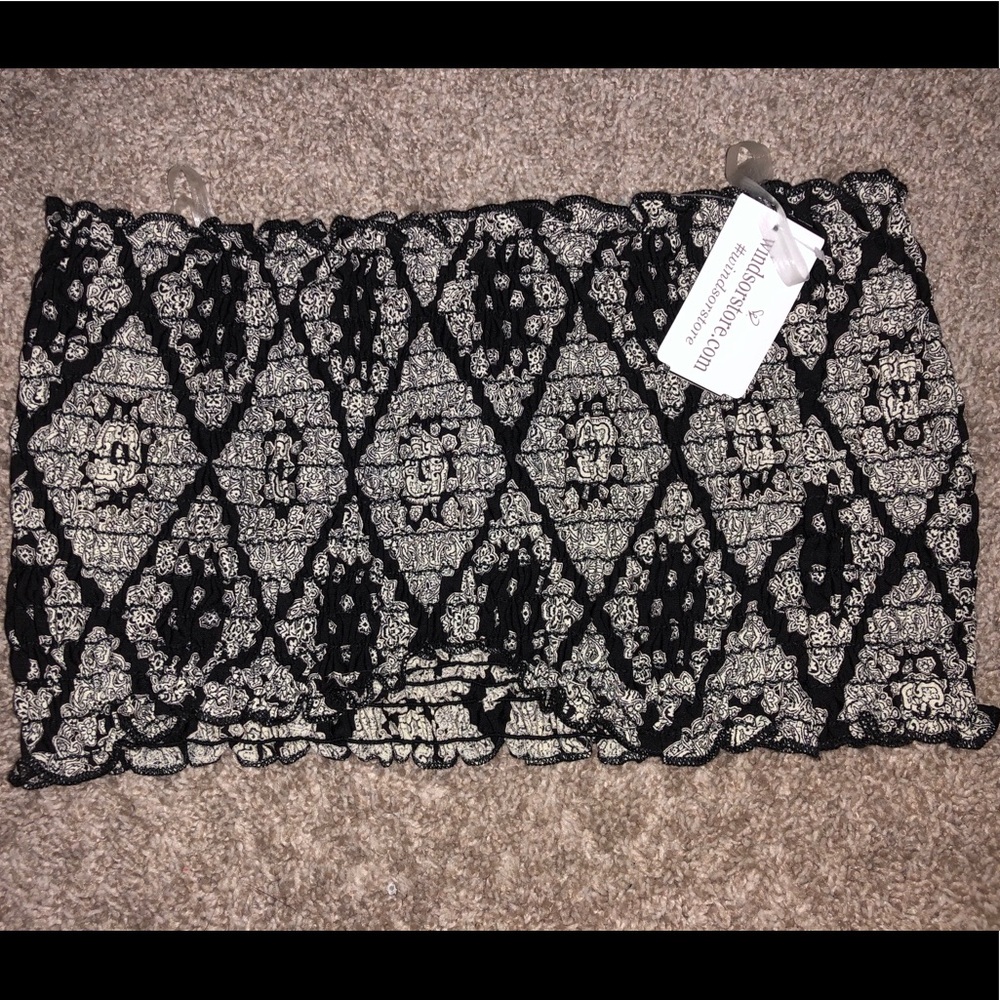 B&W TRIBAL PRINT BANDEAU TUBE TOP